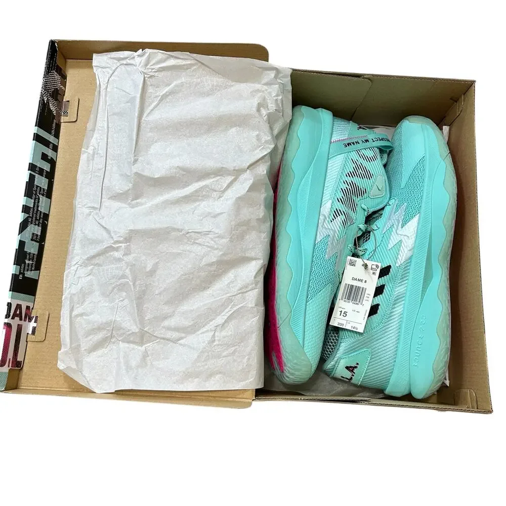 Adidas Dame 8 Dolla Respect My Name Basketball Shoes NWT Men's Sz 15 Aqua Black
